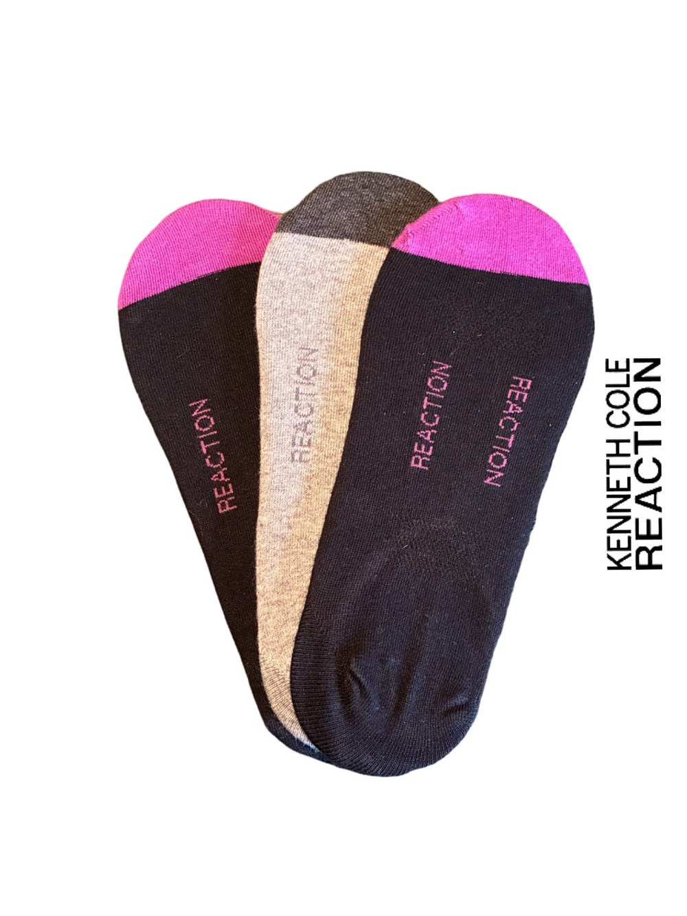 Kenneth Cole Reaction Men's No-Show Socks - Black, Gray & Fuchsia - NWOT